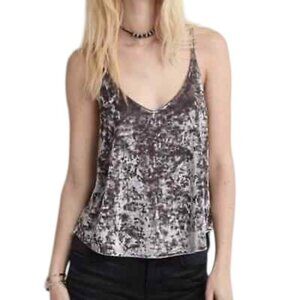 American Eagle AEO Silver Gray Crushed Velvet Tank Top Size Medium Festival